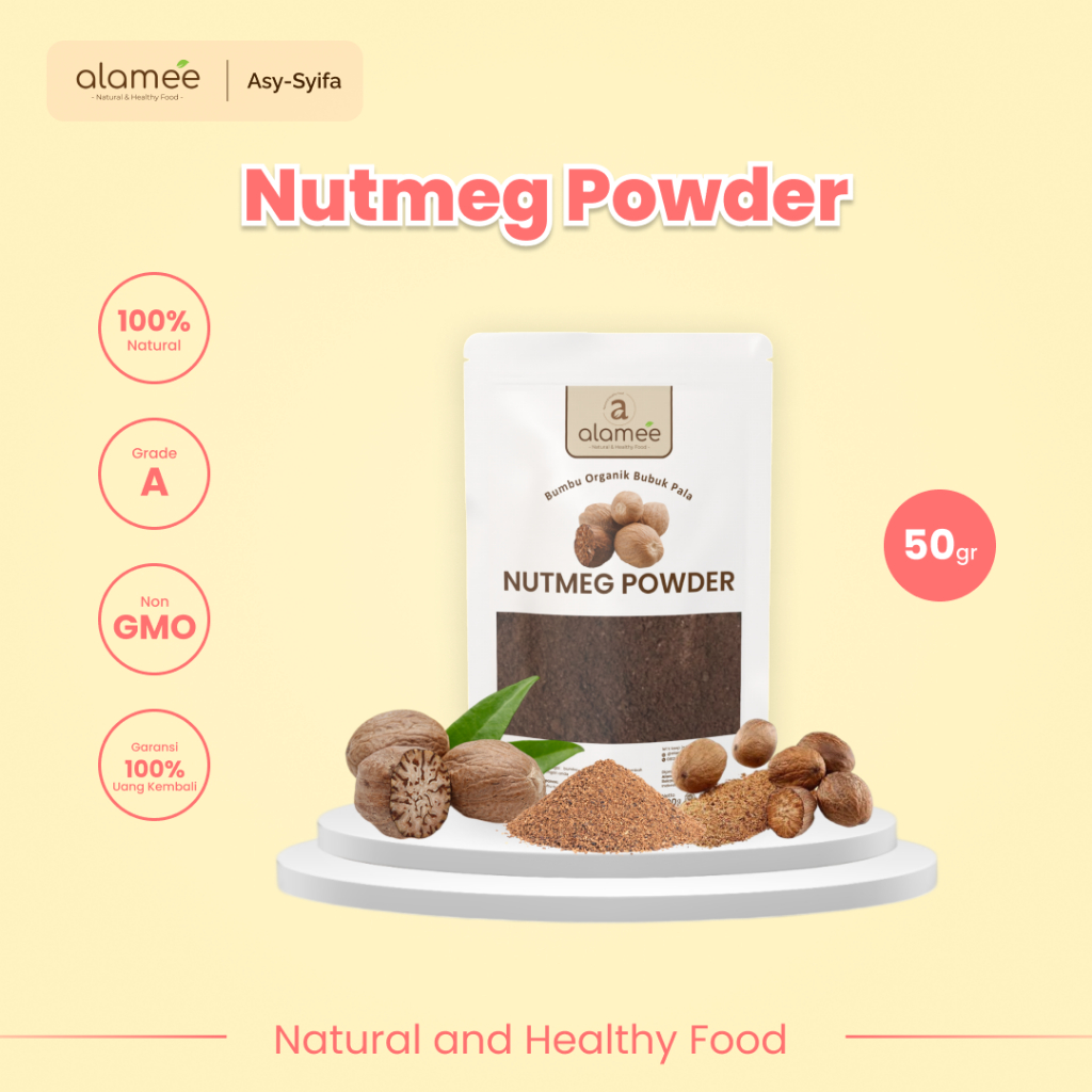 

ALAMEE Bumbu Dapur Pala Bubuk Nutmeg Seasoning Powder Rempah Murni Asli Tanpa Campuran Organik 50g