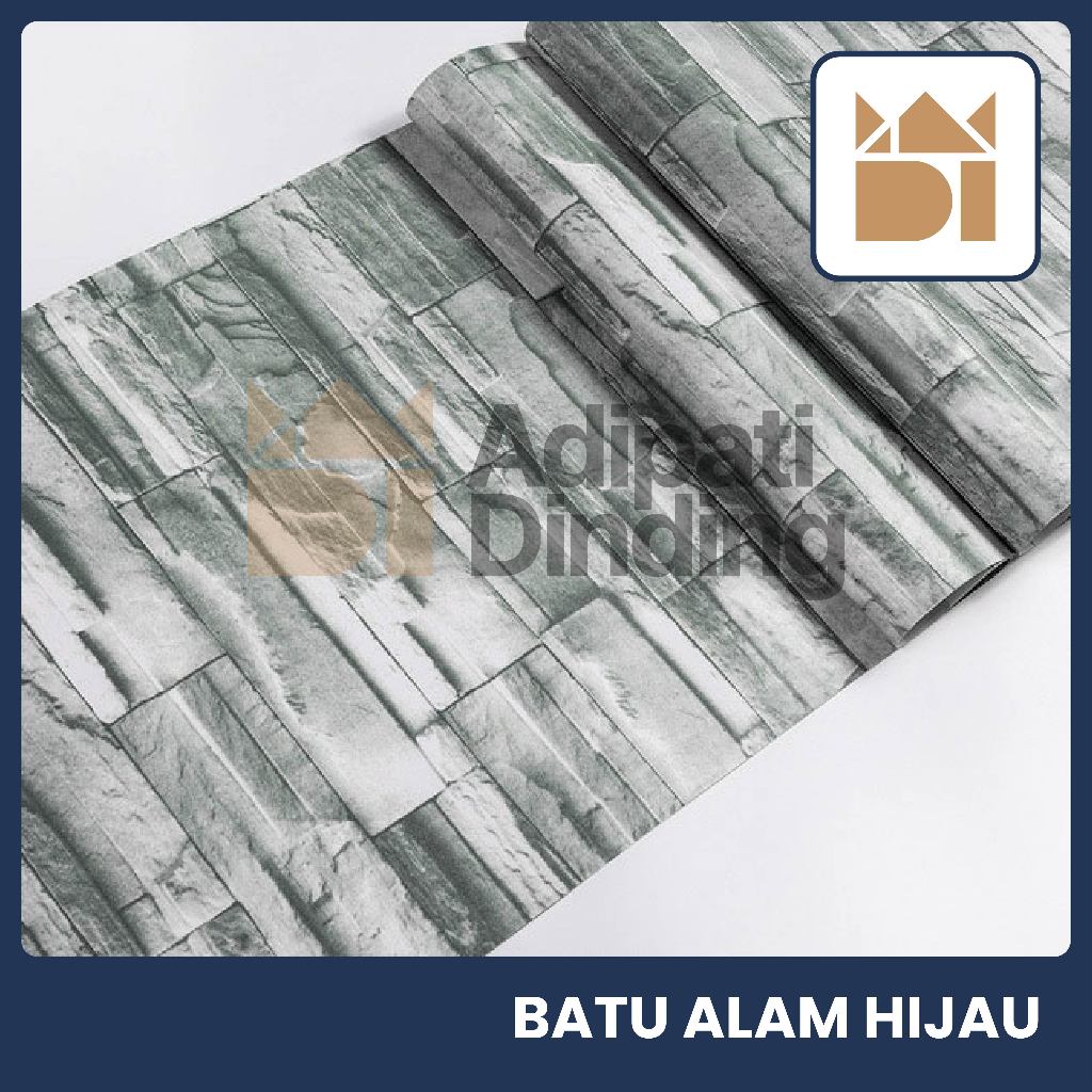 Wallpaper Stiker Dinding Roll Motif Batu Alam Hijau Ukuran 45cm x 8 Meter