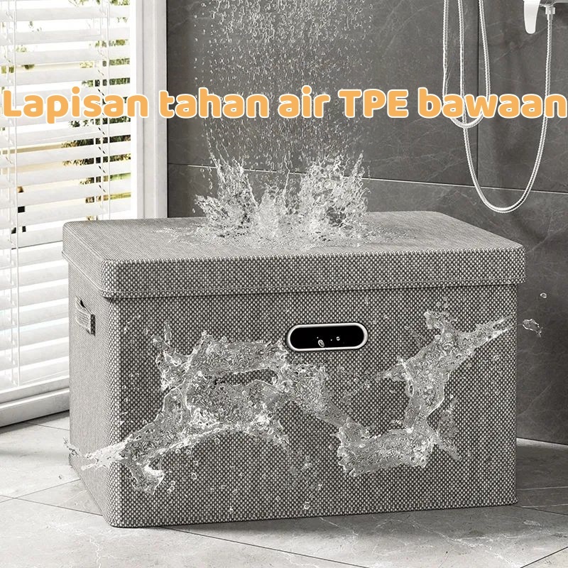 Linen Kotak Penyimpanan Dengan Tutup Storage Box Mainan Lipat Box storage Serbaguna Container box -