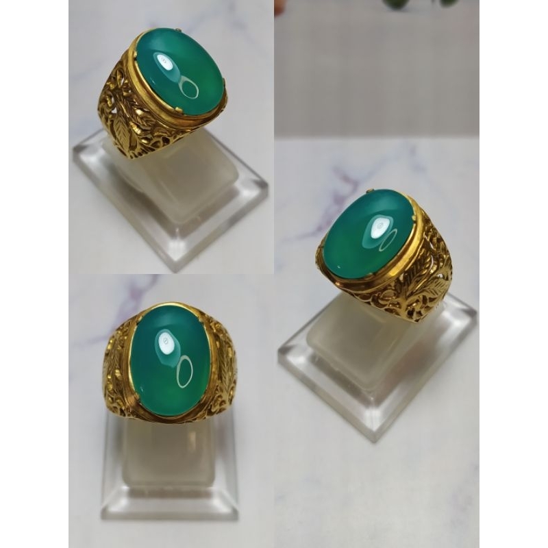 BATU CINCIN BACAN DOKO RELAXA BLUISH KRISTAL GIWANG ASLI NATURAL RING PERAK GARANSI