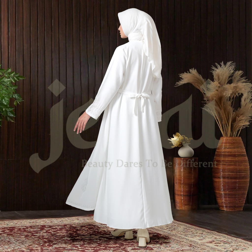 FAST DELIVERY JENAI GAMIS PUTIH WANITA KEKINIAN TERBARU ABAYA PUTIH MEWAH ELEGAN