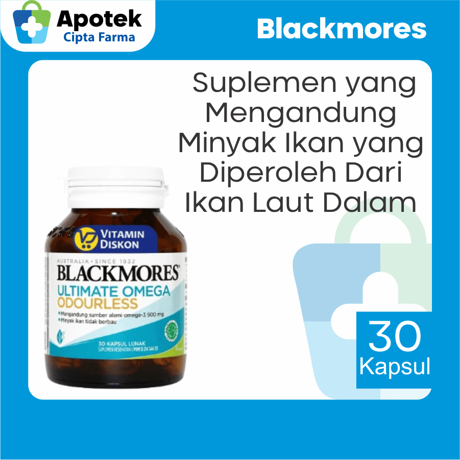 Blackmore Blackmores Ultimate Omega Odourless Minyak Ikan Fish Oil Omega 3 Vitamin B1 Vitamin B2 Vit