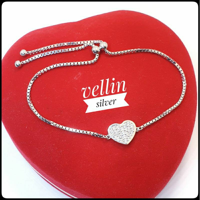 Gelang Tangan Silver 925 Lapis Emas Putih - Gelang Serut Rantai Italy Perak 925 Asli Anti karat