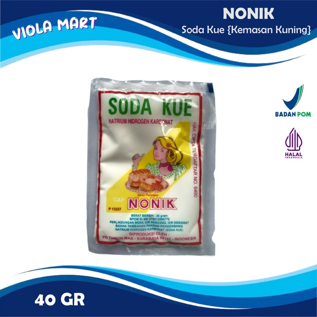 

Soda Kue Merk NONIK (Kemasan Kuning) Sachet 40gr {Tersedia Harga Grosir}