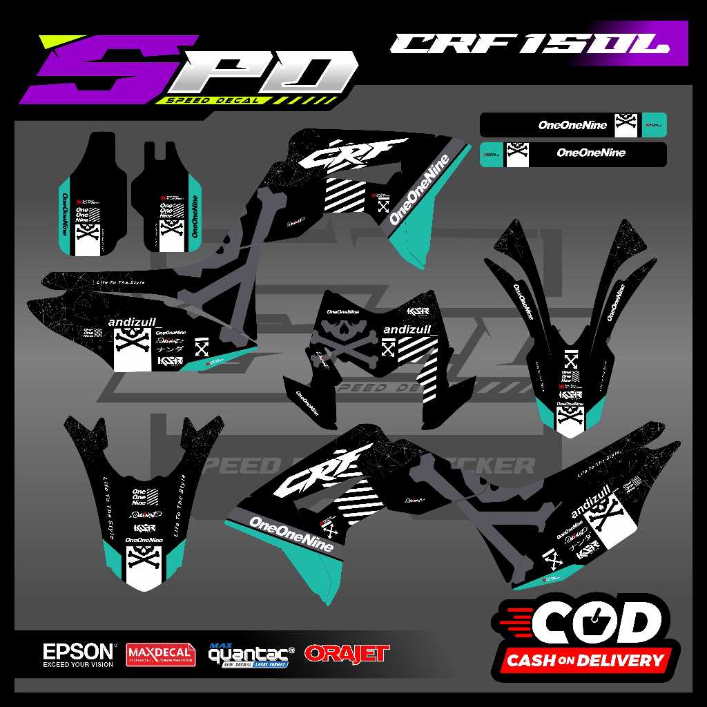 Decal crf 150l oneonenine hitam tosca | decal premium crf 150l free custom