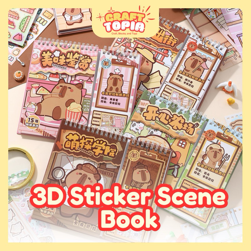 

[CRAFTOPIA] Capybara Busy Book DIY Scene Sticker korea 3D Premium decoration Viral Mainan Anak Unik