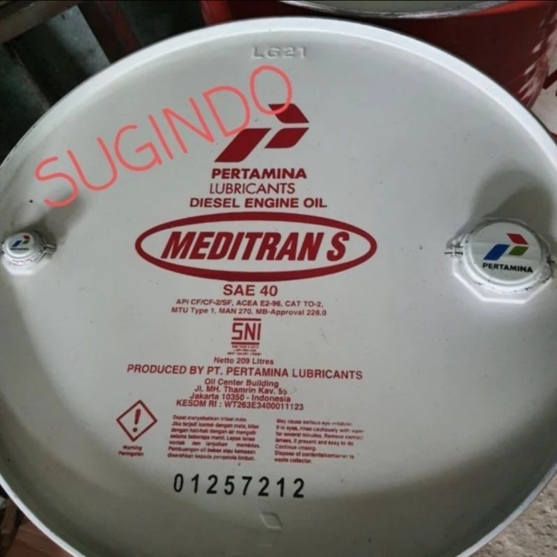 Oli Mesin Diesel PERTAMINA drum MEDITRAN S40 SAE40 Vol 209 Liter