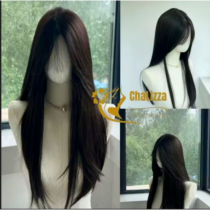 Wig Rambut Palsu Panjang Tanpa Poni untuk Wanita