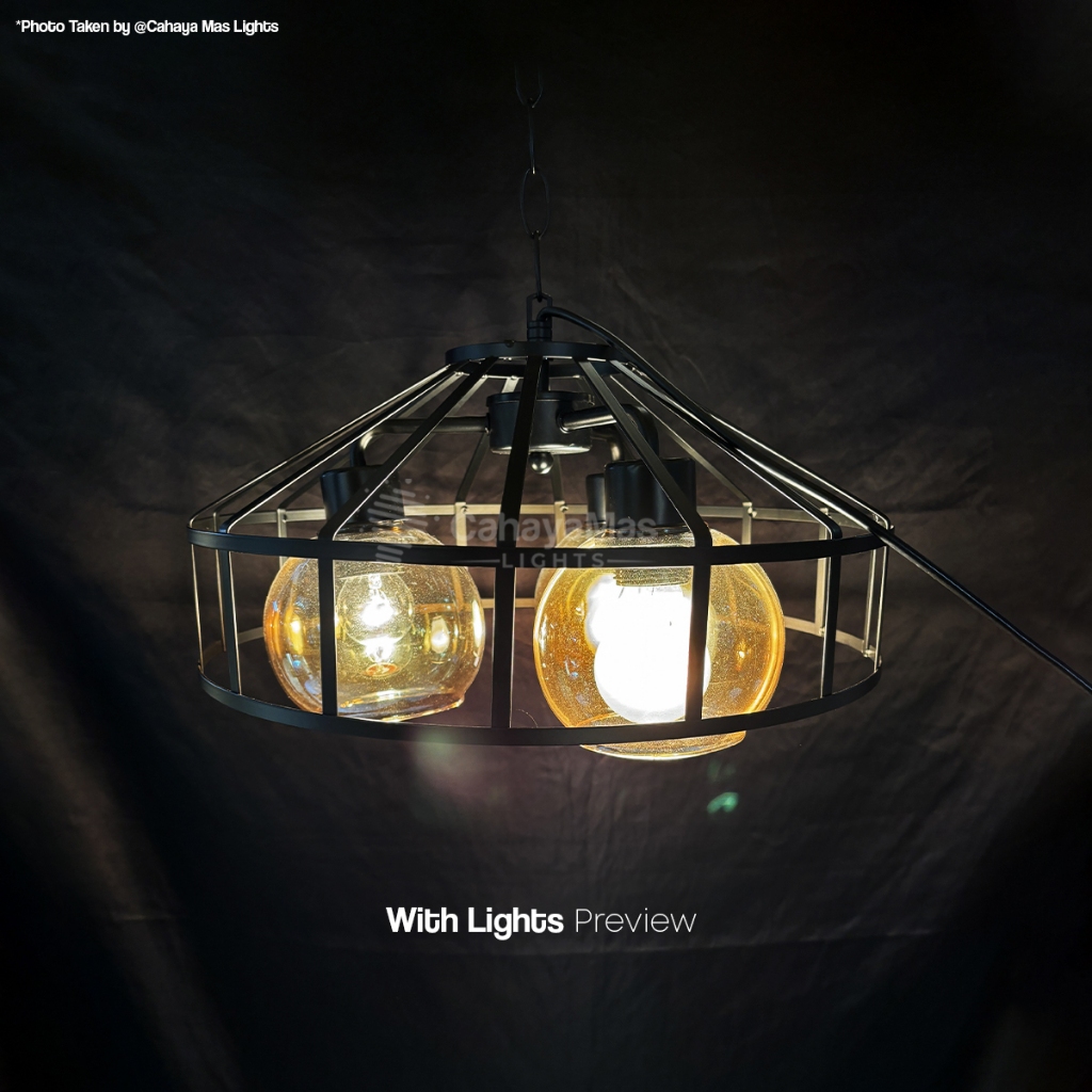 Lampu Hias Gantung Cafe/Dapur/Ruang Makan Industrial Vintage Retro Hitam FULLSET