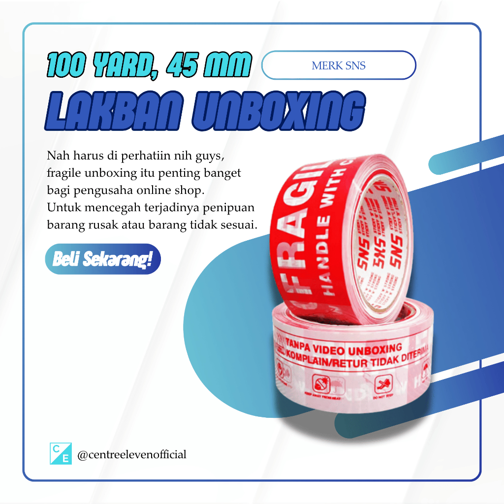 

LAKBAN UNBOXING SNS - 100Yard X 45Mm Solatip Solasi Isolasi Perekat Peralatan Pack Packing Packaging