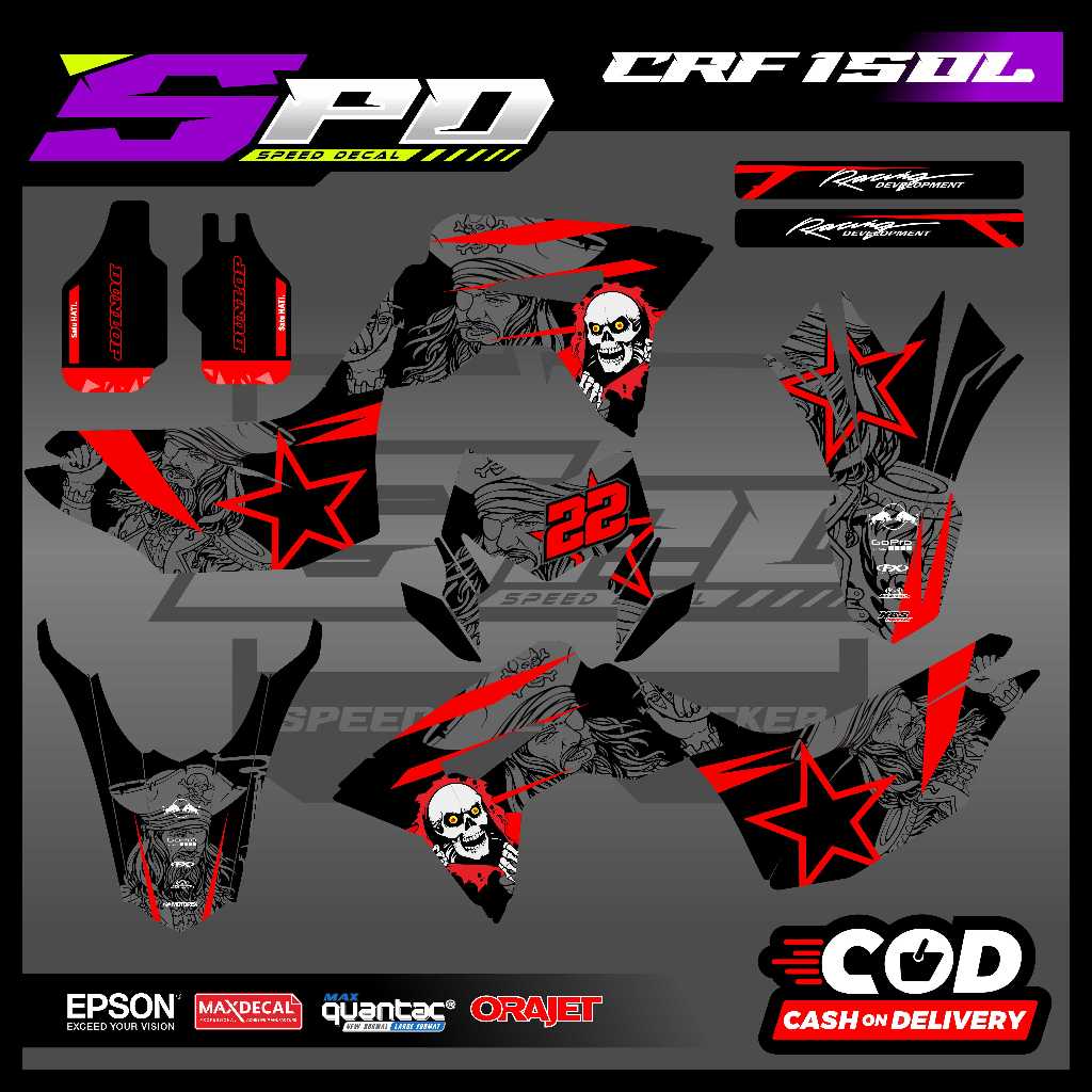 decal crf 150l skull hitam merah | decal fullbody crf 150l