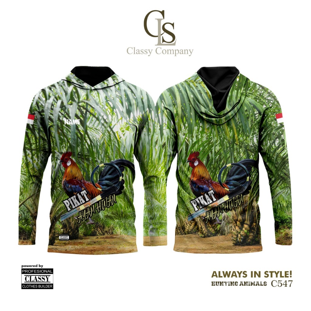 Classy Company | Hoodie Shirt | Baju Kaos Camo Motif Pikat Ayam Hutan - Pakaian Olahraga Pria