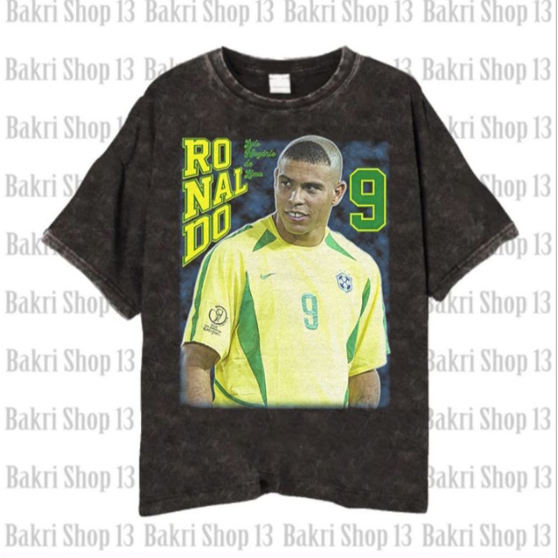 Ronaldo Brazil T-shirt/Kaos Bola Vintage Ronaldo Unisex