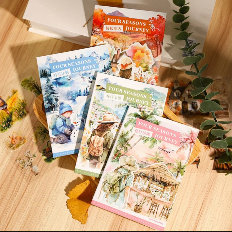 

Sticker Book Four Seasons Journey Series Travel Theme Die Cutting Sticker Journal Scrapbook DIY Stiker Jurnal Kit