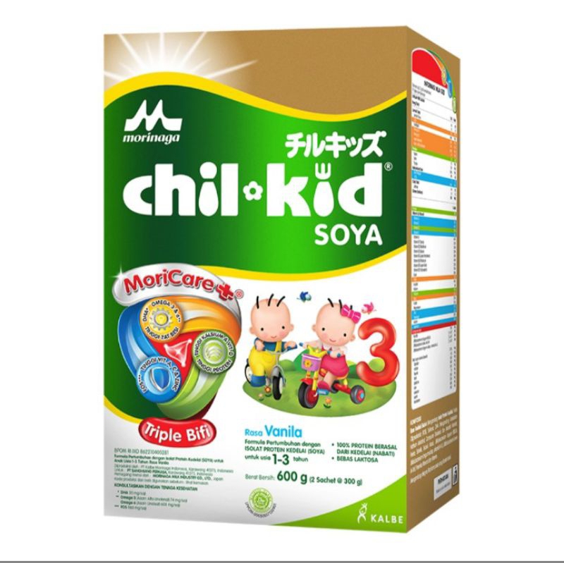 Morinaga chil-kid Soya 3 Susu Bubuk Pertumbuhan Anak 1-3 Tahun Vanila 600 g