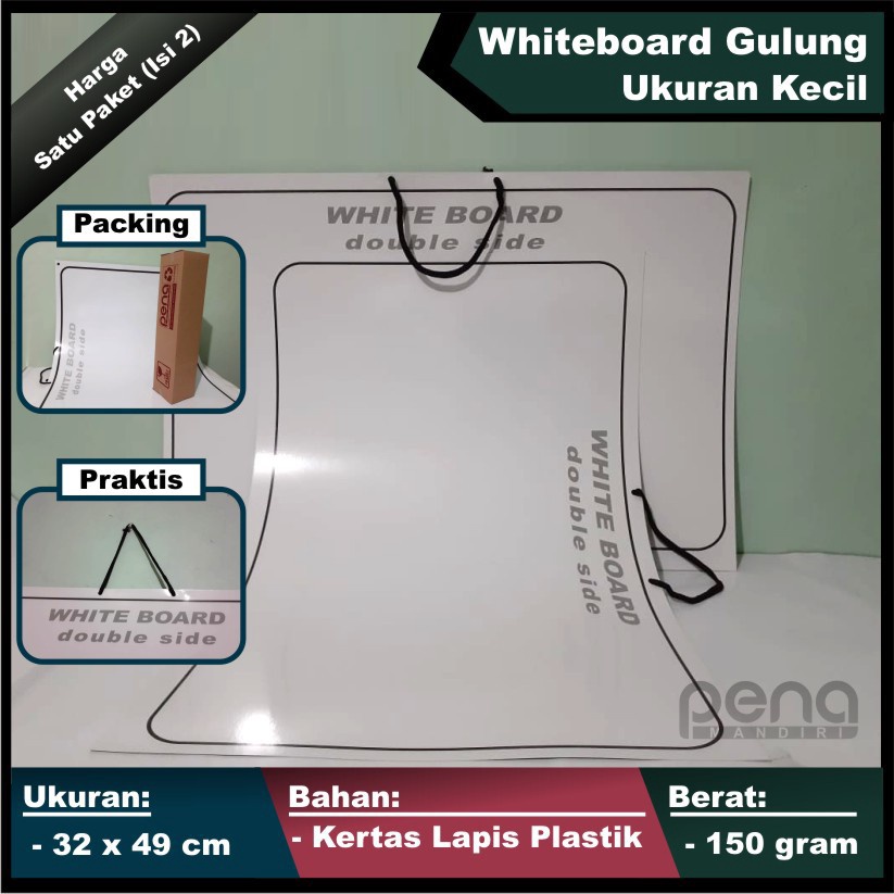 Kupon 2 pcs Papan Tulis Putih White Board Portable Kecil  Whiteboard Kertas Lembaran