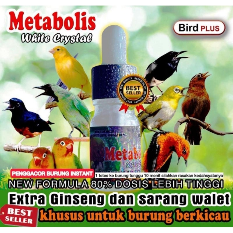 METABOLISME WHITE CRYSTAL 3ml BOTOL KACA PENGGACOR BURUNG