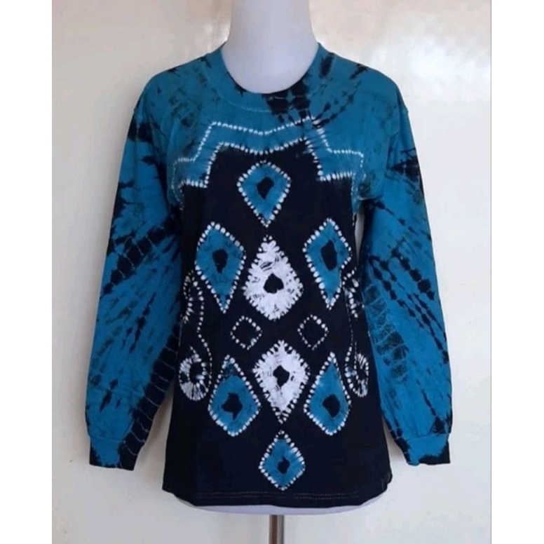 ART G7U8 Kaos Sasirangan Kaus Olahraga Lengan Panjang Baju Atasan Katun Santai Wanita Pria Seragam B