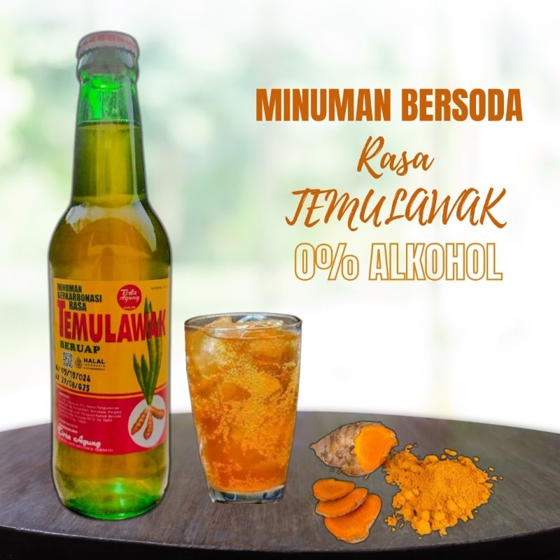 

Minuman Bersoda / Rasa Temulawak / Segar / Karbonasi / Tanpa Alkohol / Halal / 320 ml / Botol Kaca / Limun Beruap / Tradisional / Tirta Agung Ngoro / Jombang