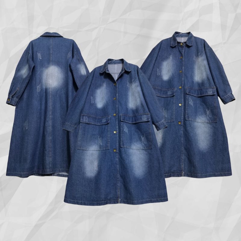 LONG COAT DARK JEANS SIZE JUMBO