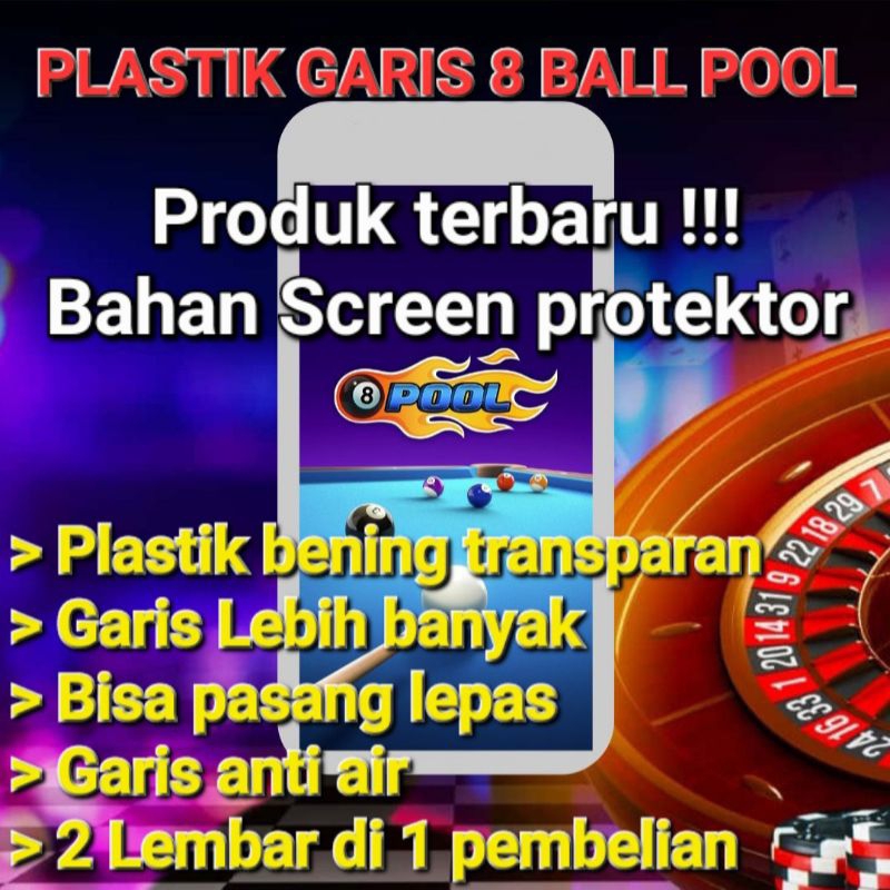 PLASTIK TEMPERED GARIS PANTUL 8 BALL POOL/ANTI GORES 8 BALL POOL
