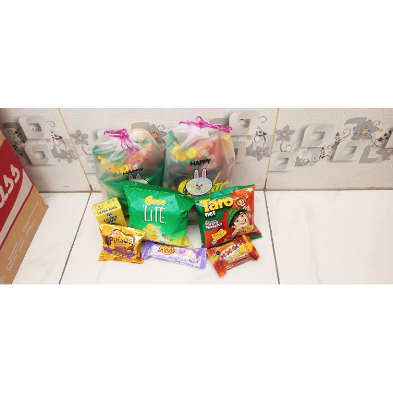 

Hampers Snack Ultah anak ultah Pouch Serut BJ bingkisan Snack Ulang Tahun Anak