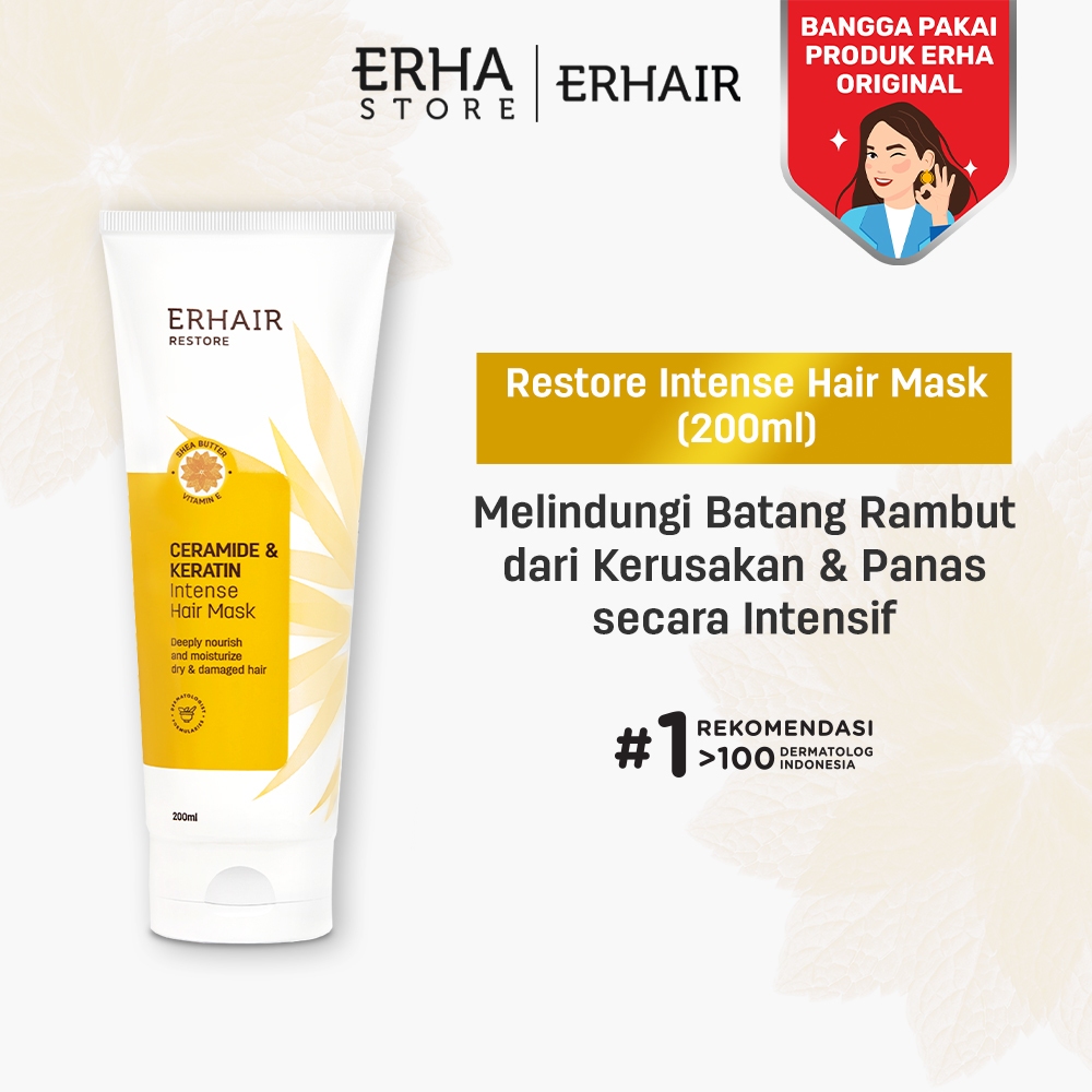 ERHAIR Restore Intense Hair Mask 200 ml - Masker Rambut Rusak & Kering | Ceramide & Keratin | Anti K