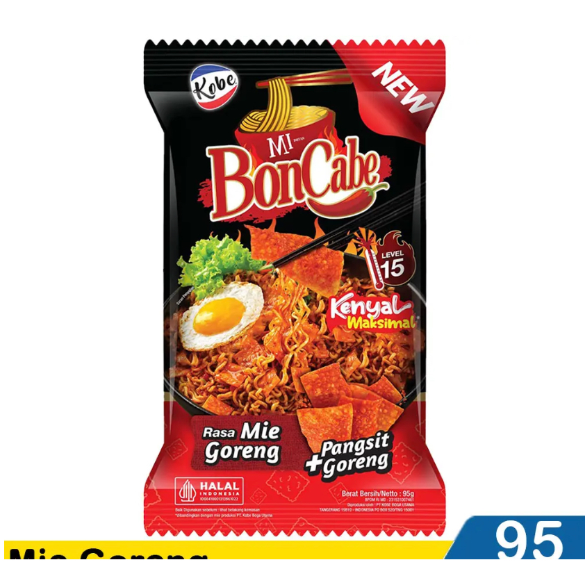 

Kobe Mie Goreng Boncabe Level 15 + Pangsit Goreng 95 Gram