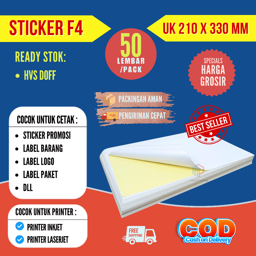 

STIKER A4 F4 / KERTAS STICKER A4 F4