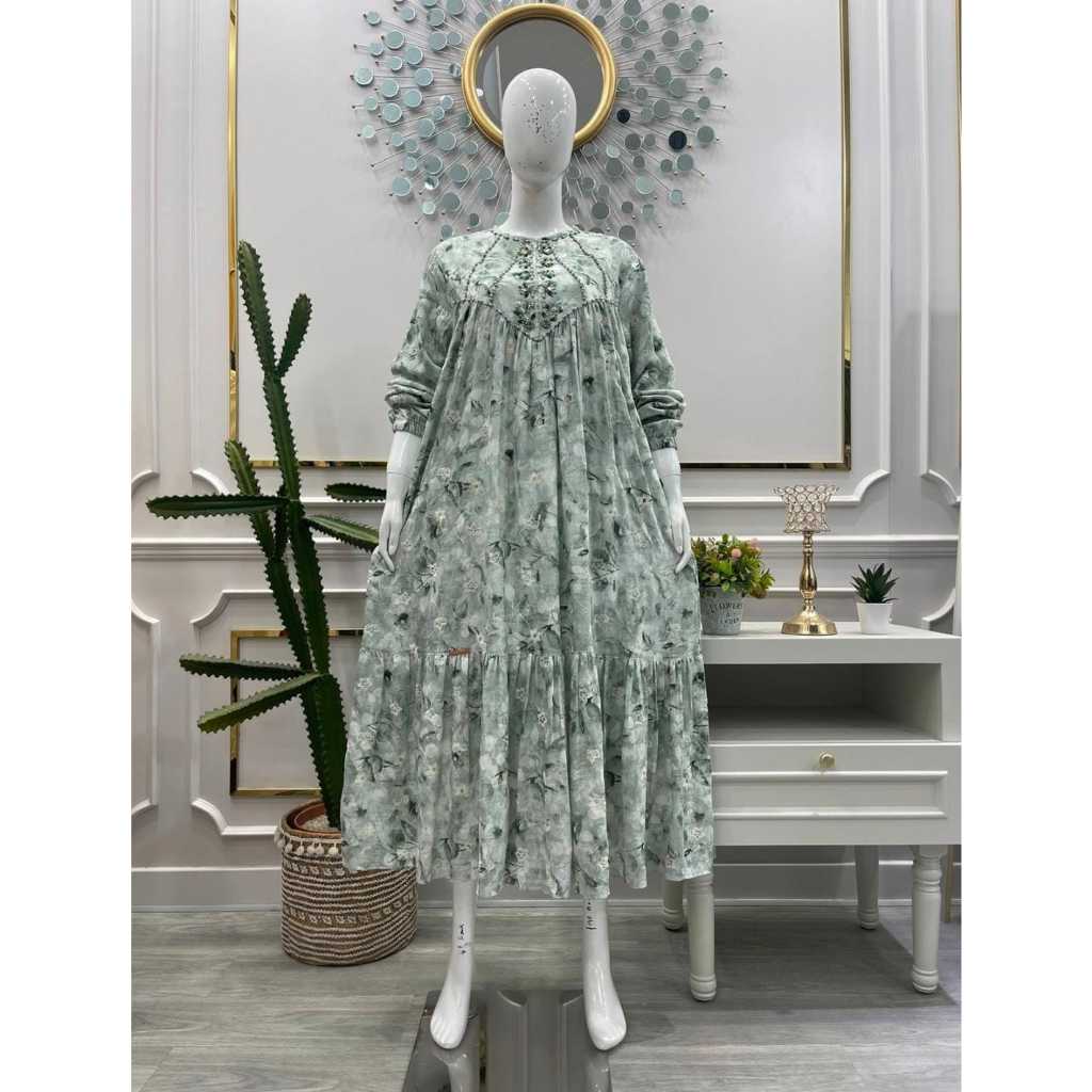 Gamis salvina motif double payet baru