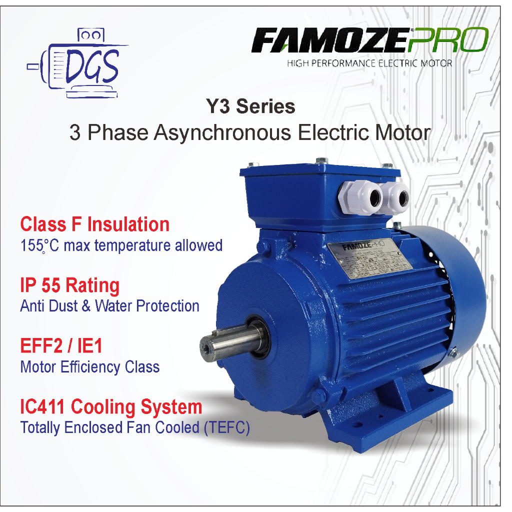 Famoze Pro Dinamo Y3 15 HP 11 Kw 3 Phase 380V Electric Motor Penggerak Full Tembaga