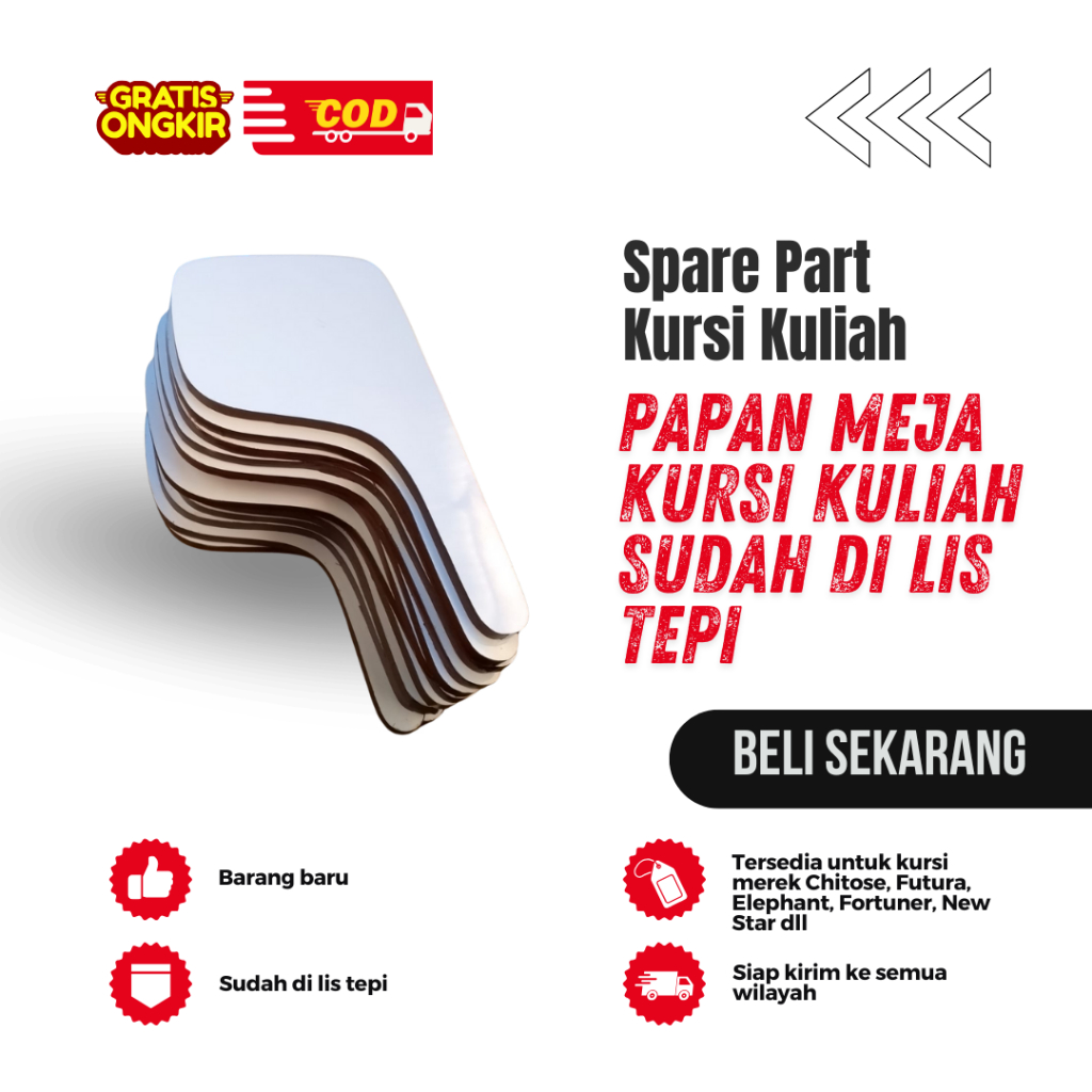 PAPAN MEJA KURSI KULIAH LIPAT LIS - Spare Part Kursi Kuliah