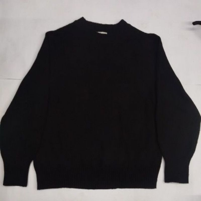sweater premium murah sweater premium kerah tinggi hitam polos