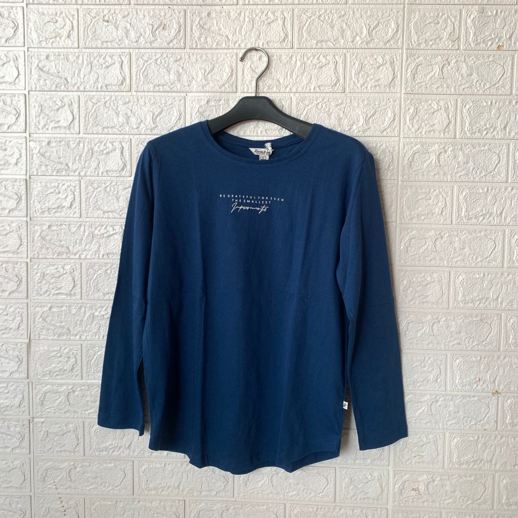 Kaos Wanita Remix RIFC282J02 Lengan Panjang Polos Navy Amigo