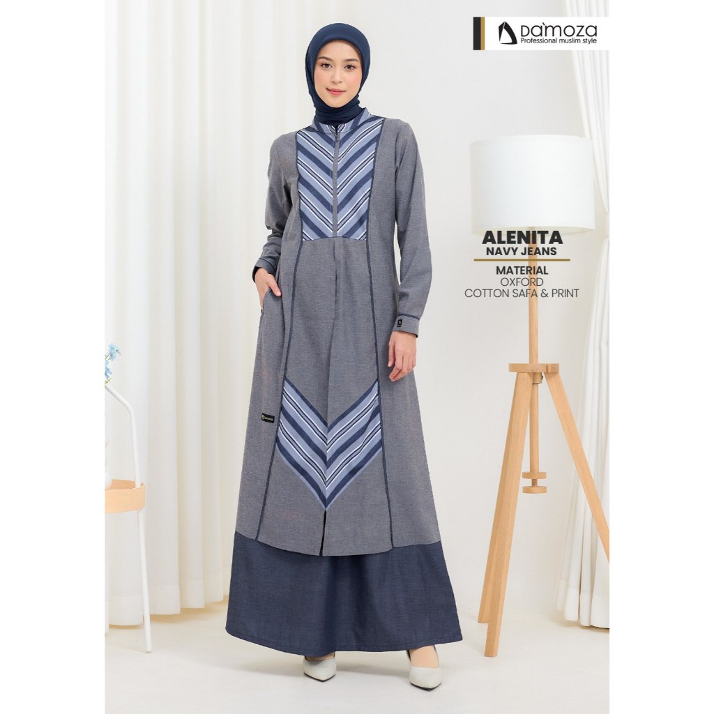 [COD] TERBARU DAMOZA ALENITA NAVY - GAMIS WANITA DAMOZA 2025 || ORIGINAL || Damoza Alenita Navy Jean