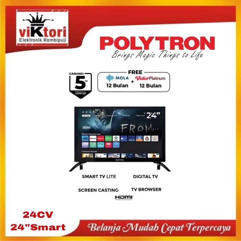 Polytron Smart Lite Digital TV 24" PLD24CV / TV led polytron smart tv 24inch