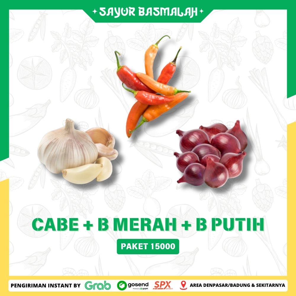 

Cabe + Bawang Putih + Bawang Merah Paket 15000 - Sayur Basmalah
