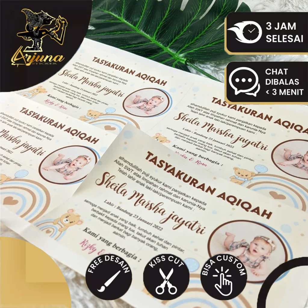 

Arjuna Stiker Tasyakuran Aqiqah Bayi Label Sticker Kotak Aqikah Anak Akikah Iqqah