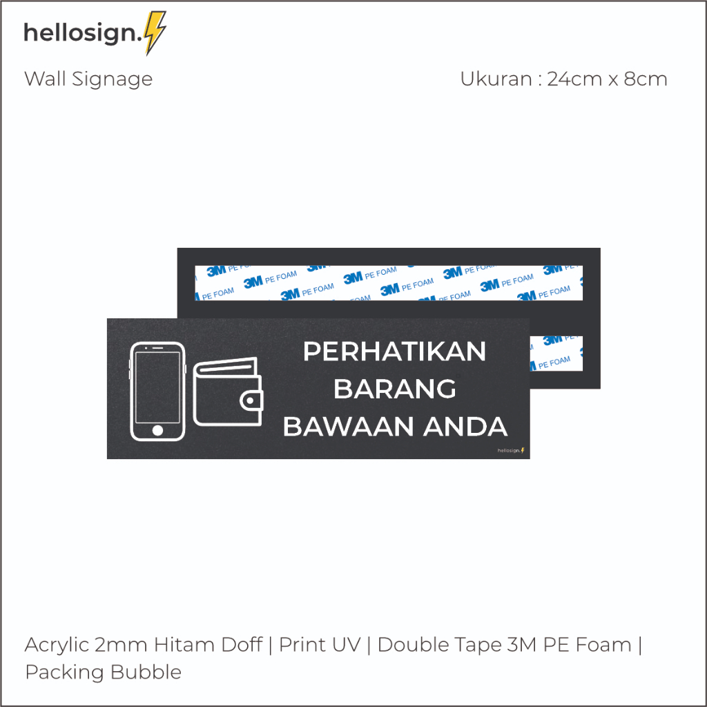 

Sign Akrilik PERHATIKAN BARANG BAWAAN ANDA | BESAR | Print Papan Nama Tulisan Akrilik | Sign Dinding