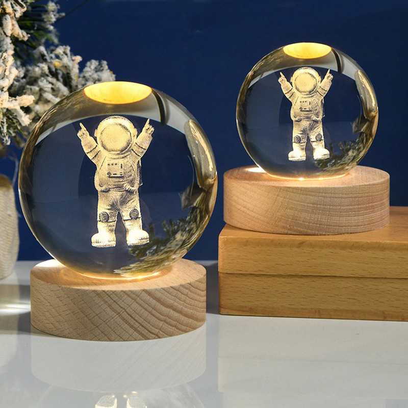 Lampu Tidur Bola Kristal 3D USB 3W Warm White - Lampu Hias Meja AMARYLLIS AM-6