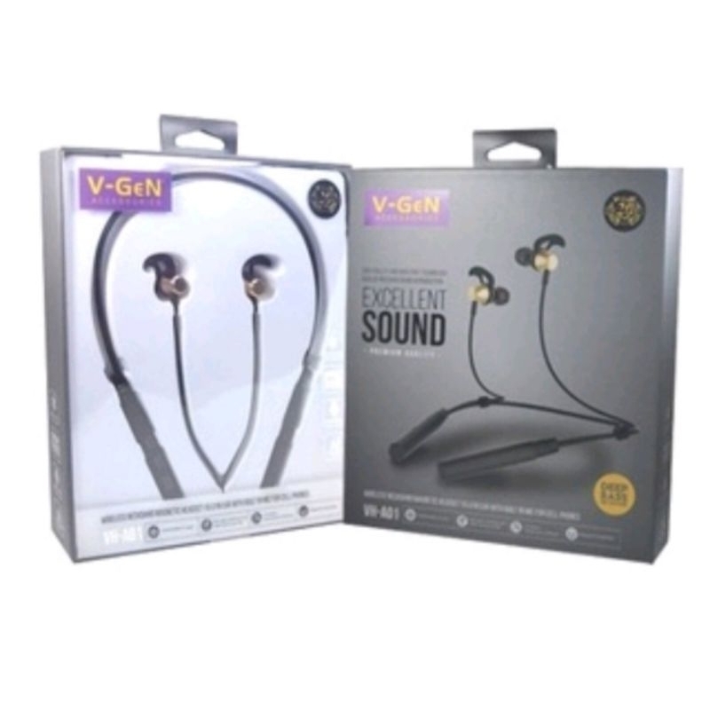 Headset Wireless VGEN Headset Bluetooth VGEN Original Deep Bass Neckband Magnetic With Mic