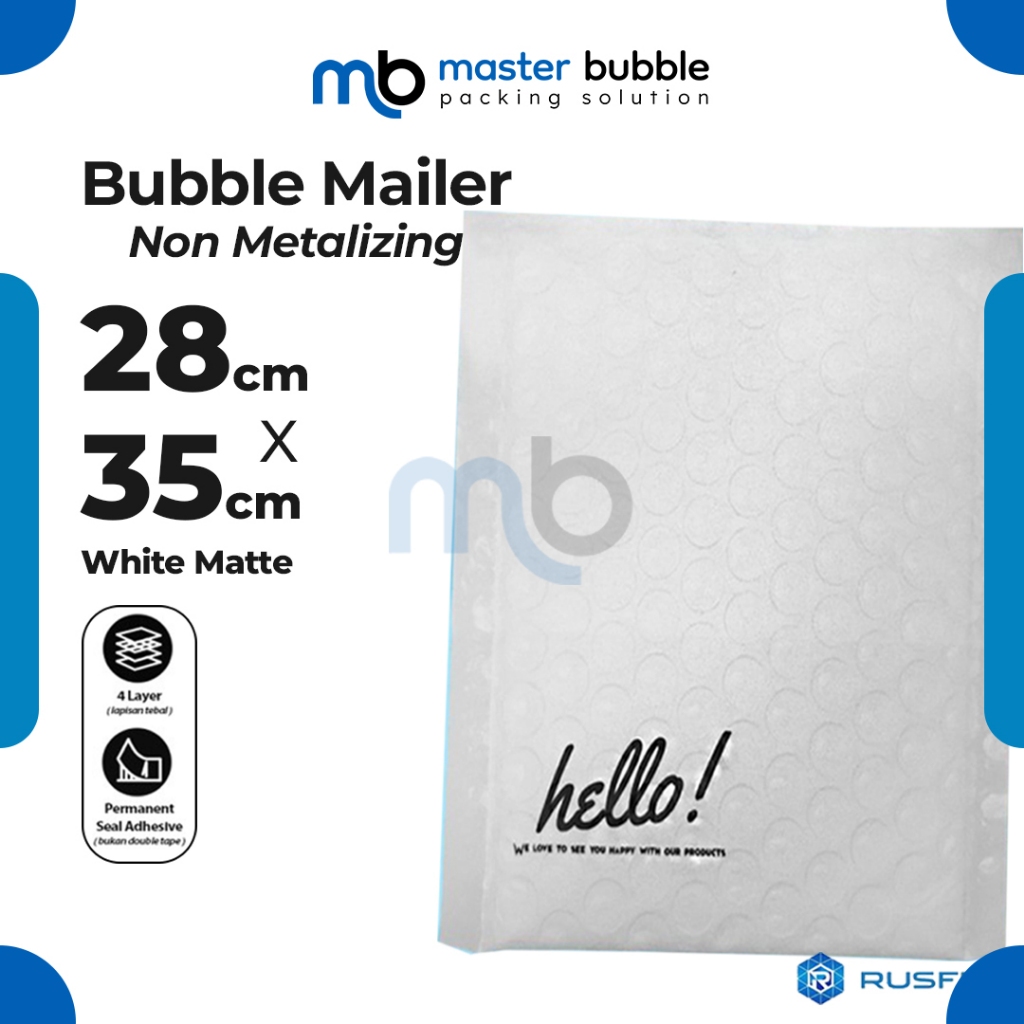 Amplop Envelope Bubble Mailer Putih Dove 28 x 35 cm / Security Bag Mailer Rusfet Harga Ecer Satuan