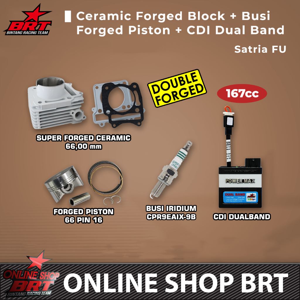 PAKET BLOK SET PISTON CERAMIC 66 mm & CDI POWERMAX BRT SATRIA F FU 150 SATRIA F150 KARBU