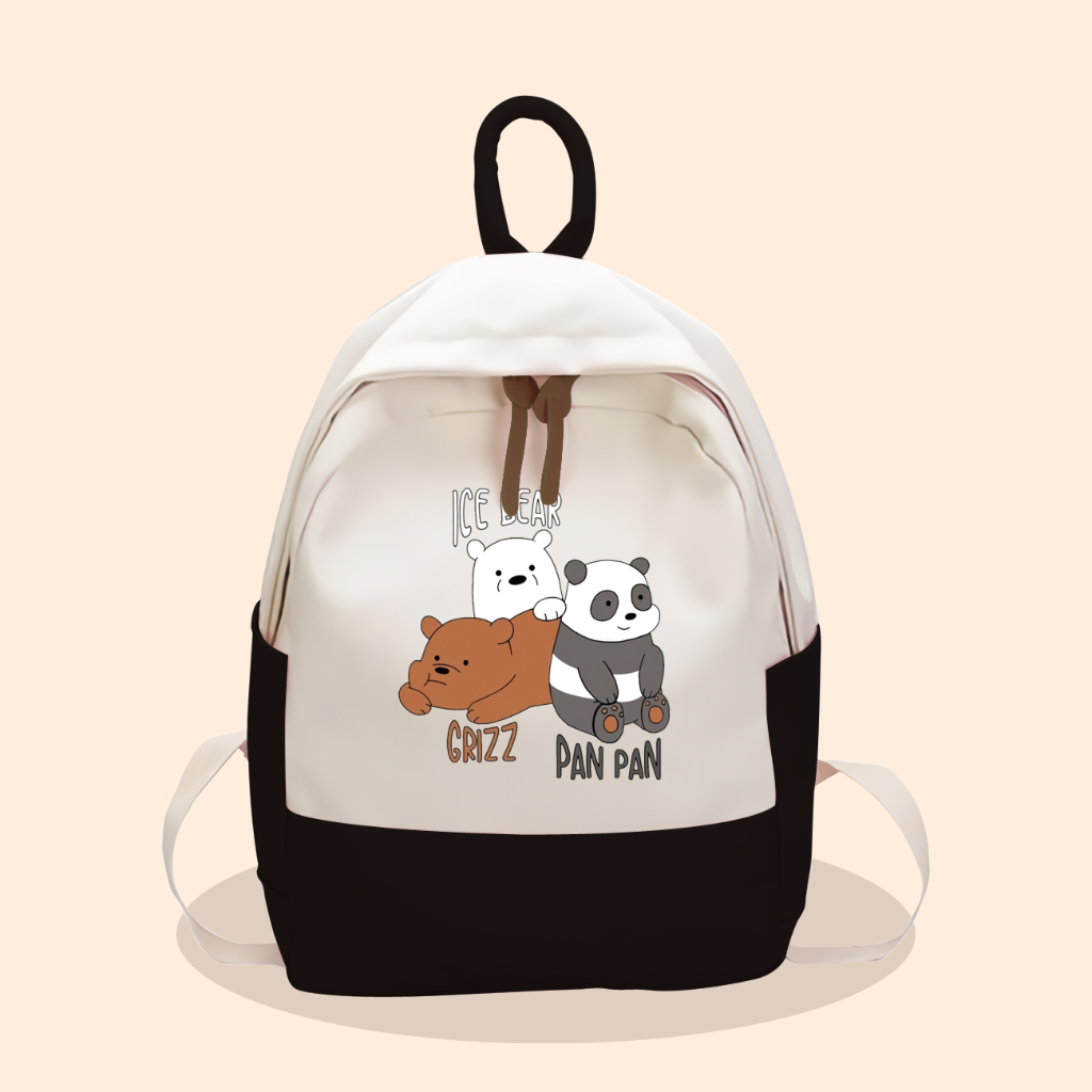 Tas Anak We Bare Bears Ice Bear - Grizz - Pan Pan Kantong Anak Ransel Sekolah Backpack Grosirsweterb