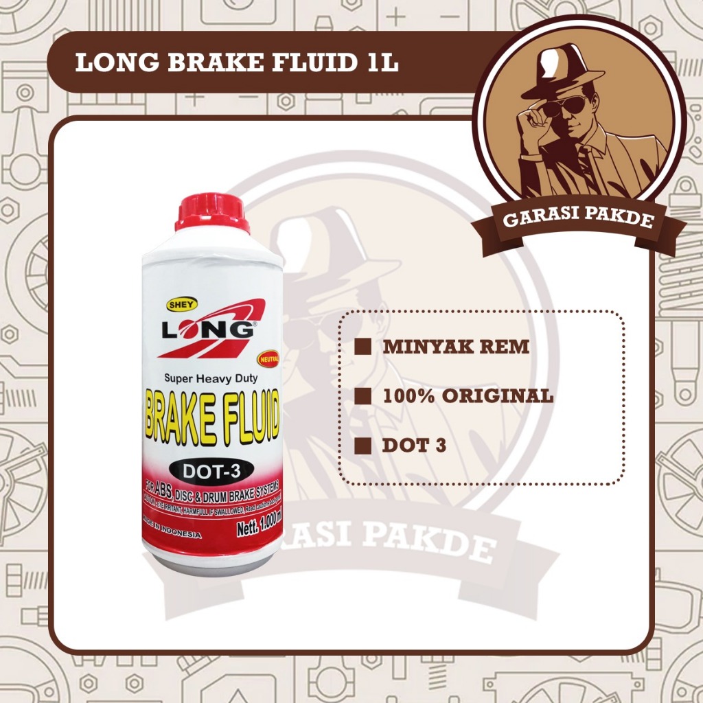Long Brake Fluid Dot 3 1L - Minyak Rem Motor Mobil Warna Merah / Putih Original