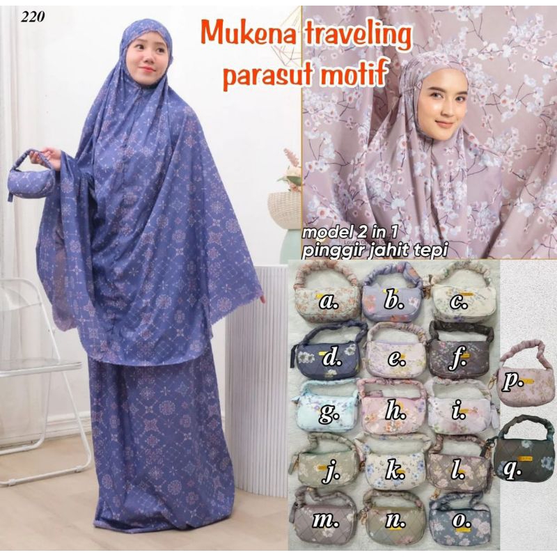 Mukena traveling parasut motif