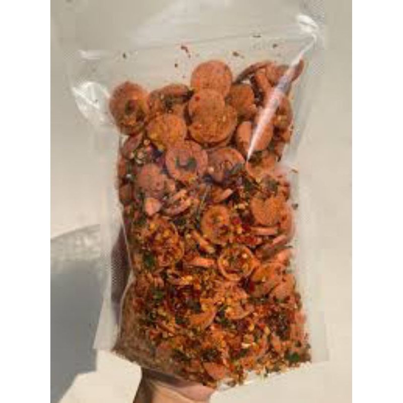 

Kripik sosis pedas Daun jeruk / kripik kekinian/kripik zaman now