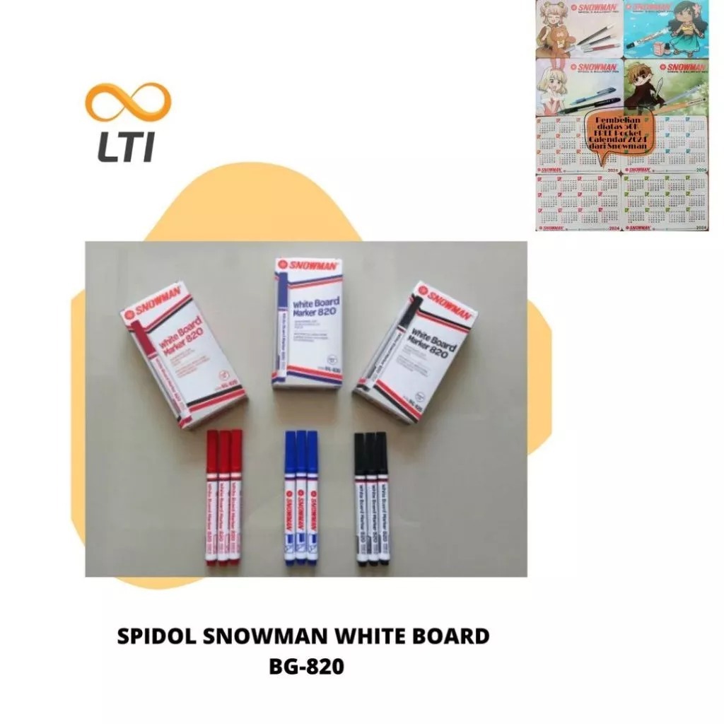 

Spidol Whiteboard / White Board / Wipe Clean Snowman BG 820 - MURMER