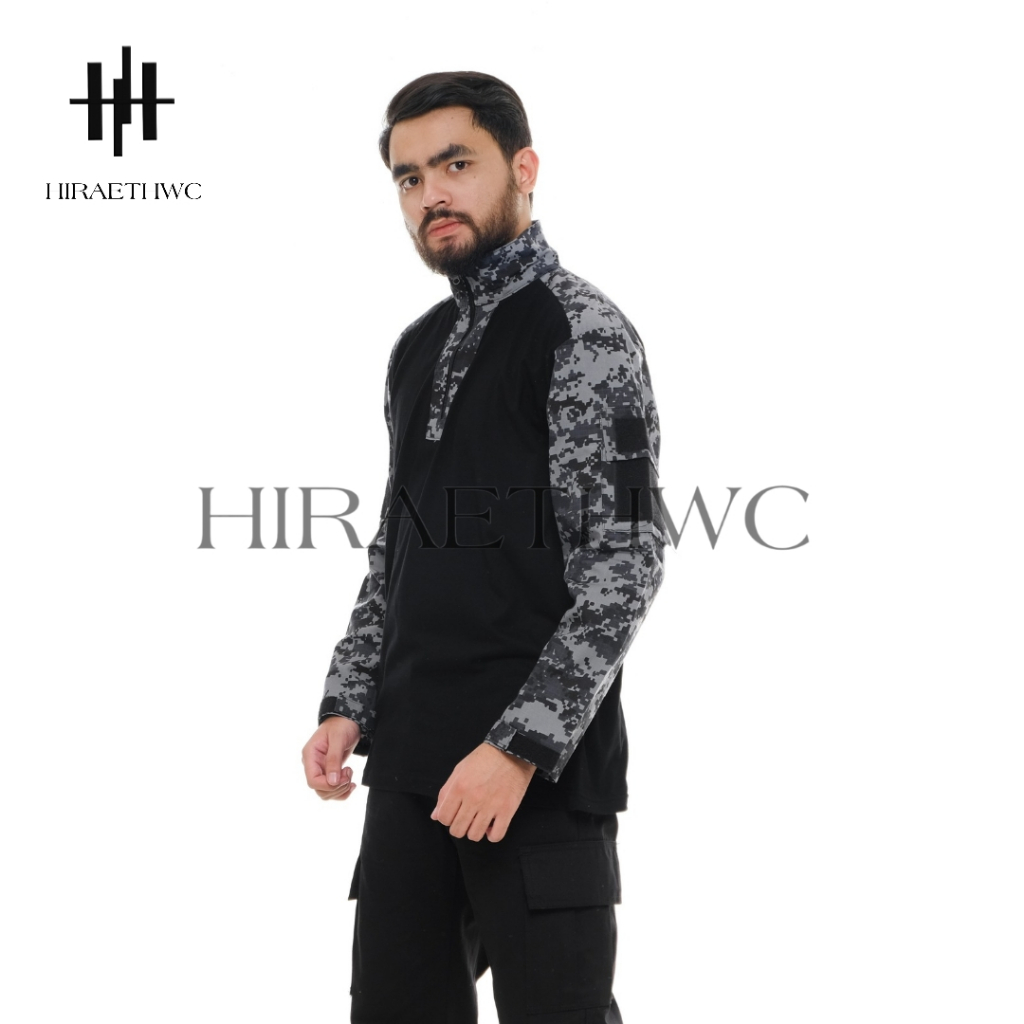 HIRAETH - BAJU KAOS LORENG PEREKAT LENGAN PANJANG BDU ARMY VELCRO