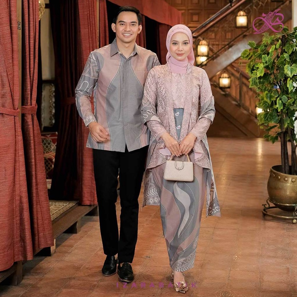 KODE J69S Kebaya Erica Kutubaru Dusty Pink  Setelan Baju Kebaya Batik Modern Couple Wisuda Lamaran K